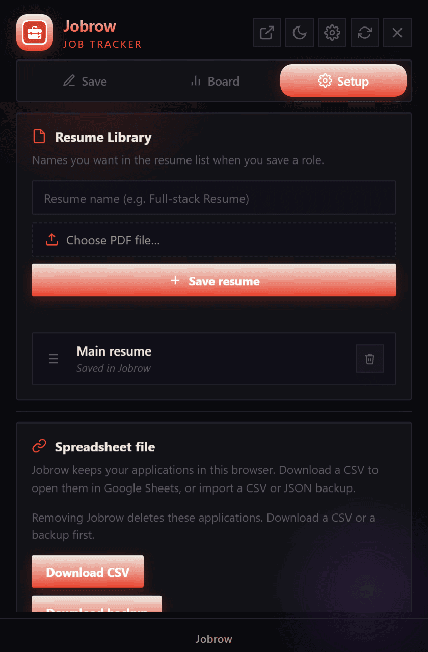 Jobrow dashboard screenshot