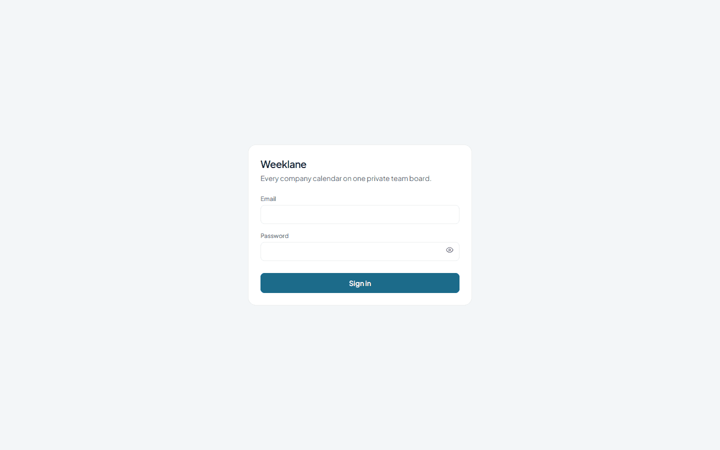 Weeklane dashboard screenshot